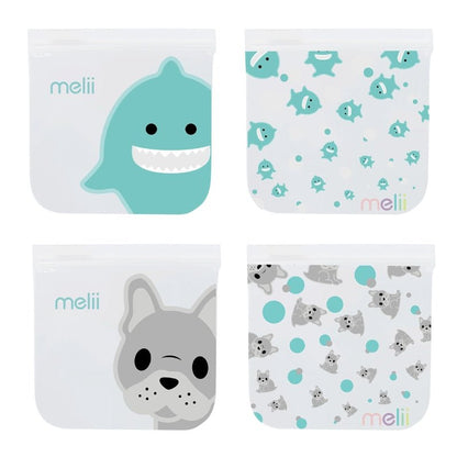 Kids EVA Reusable Leakproof Snack Bags for Food Storage - 4pcs