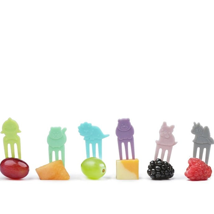 Reusable Food Picks with Animal Designs - Set of 6