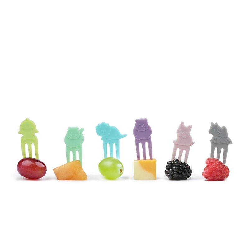 Reusable Food Picks with Animal Designs - Set of 6