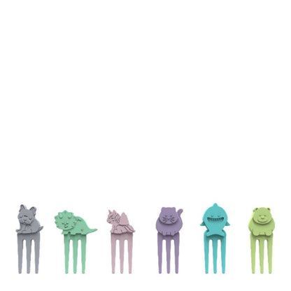 Reusable Food Picks with Animal Designs - Set of 6