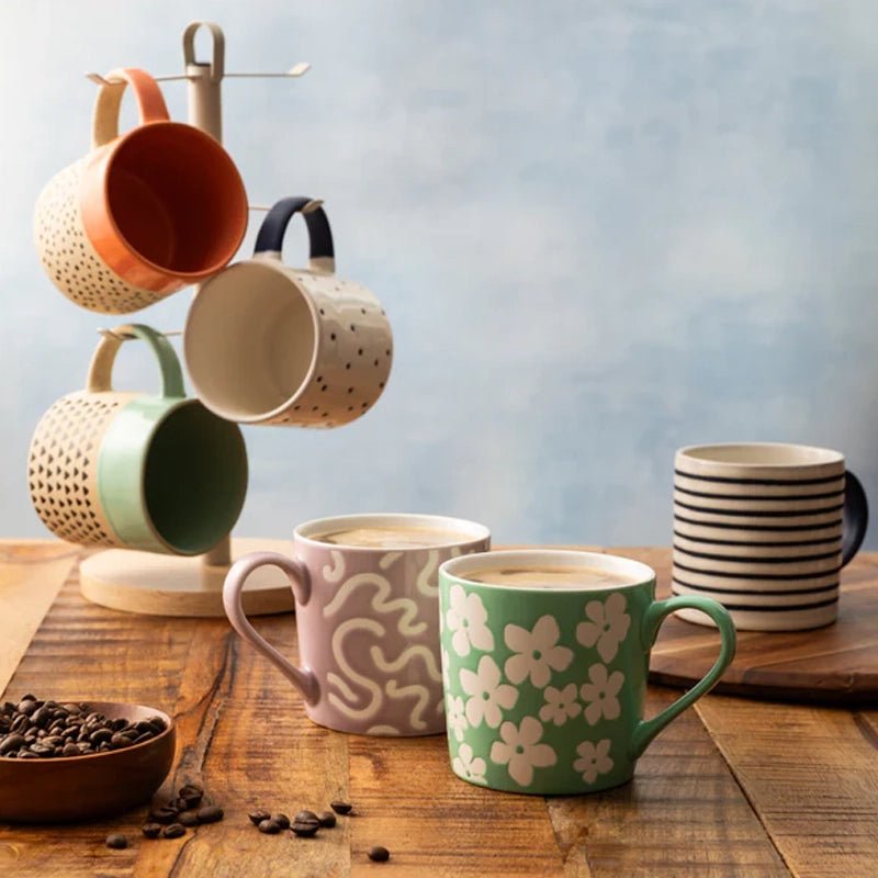 Horizontal Stripe Stoneware Coffee Mug - 390ml