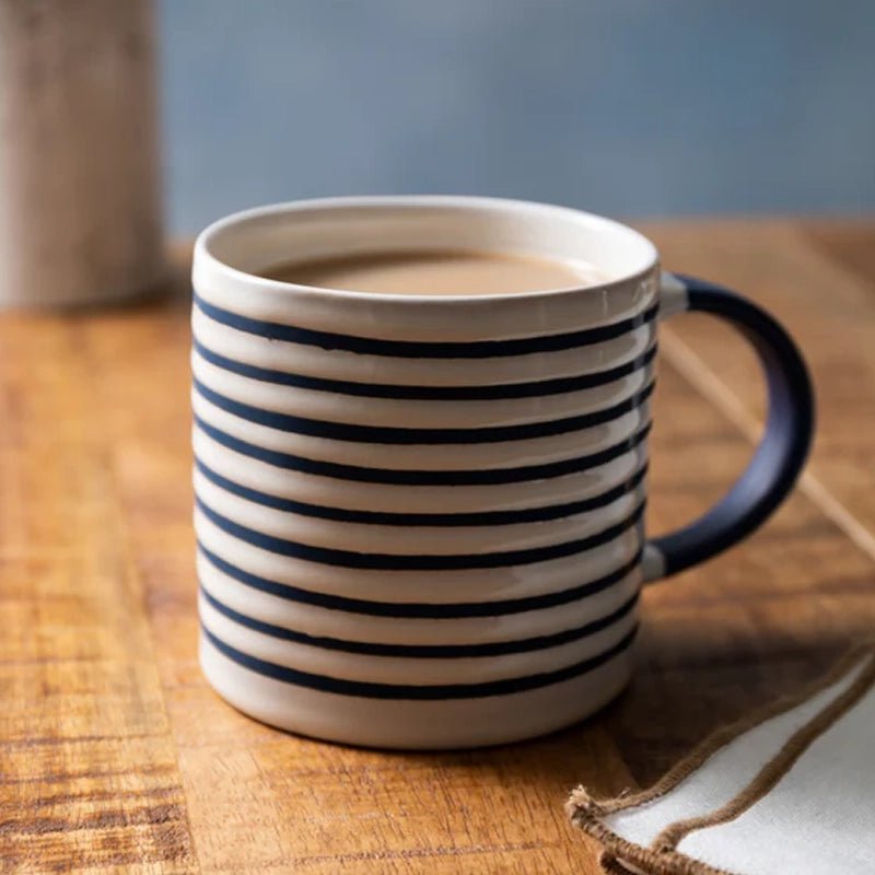 Horizontal Stripe Stoneware Coffee Mug - 390ml