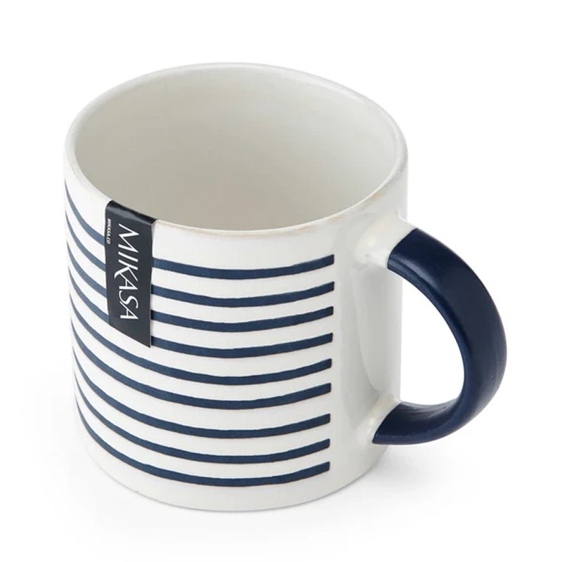 Horizontal Stripe Stoneware Coffee Mug - 390ml