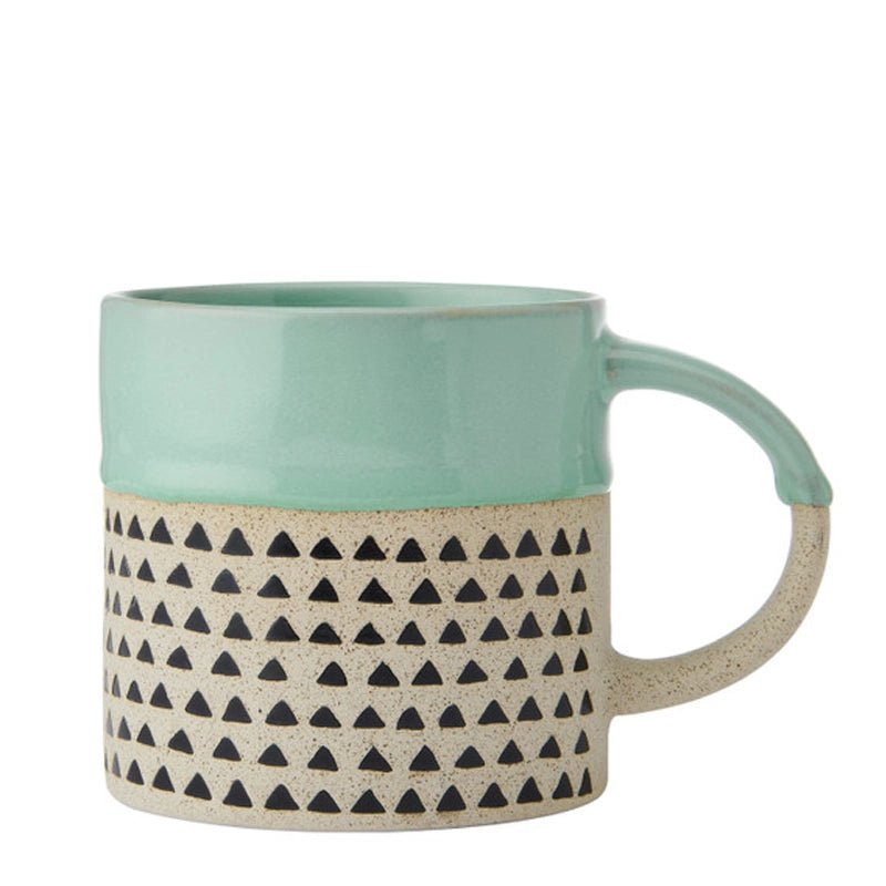 Wax Resist Green Glaze Coffee Mug - 390ml