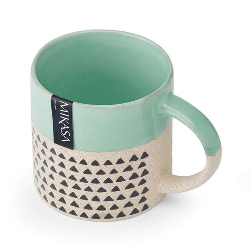 Wax Resist Green Glaze Coffee Mug - 390ml