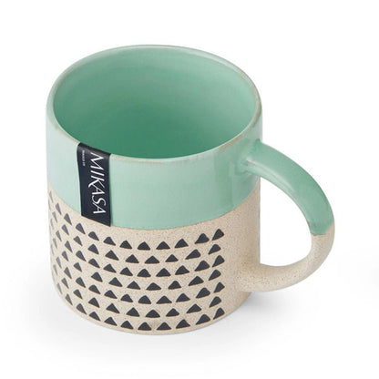 Wax Resist Green Glaze Coffee Mug - 390ml