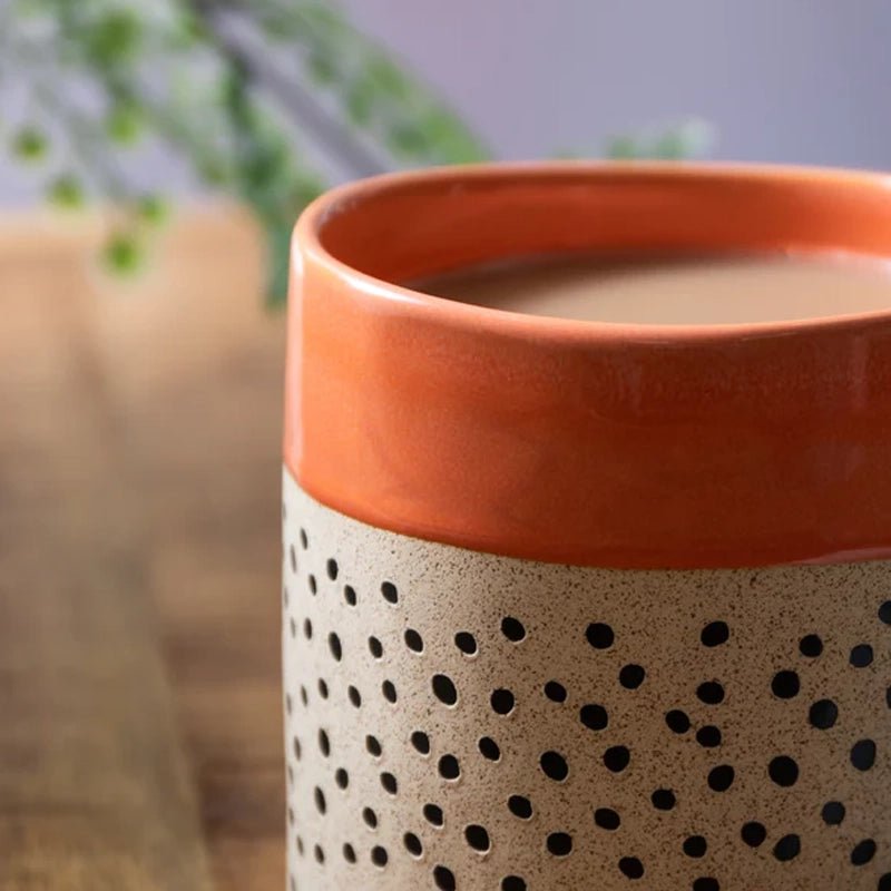 Wax Resist Orange Glaze Coffee Mug - 390ml