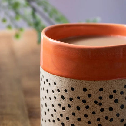 Wax Resist Orange Glaze Coffee Mug - 390ml