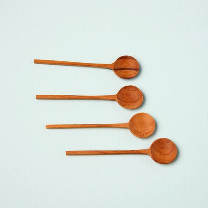 Mini Handmade Wooden Thin Spoon Set - 4pcs - Waha Lifestyle