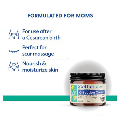 Organic Herbal C-Section Cream for Scar Massage – 29.5 ml