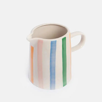 Multi Stripe Hand Painted Stoneware Jug - Waha Lifestyle