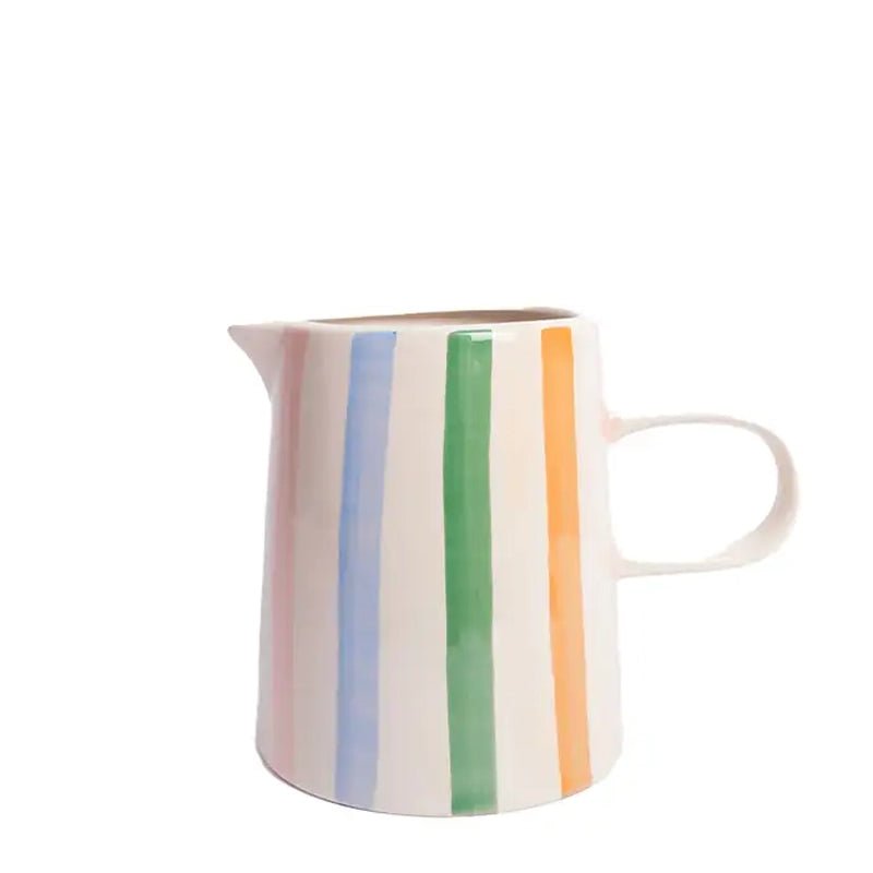 Multi Stripe Hand Painted Stoneware Jug - Waha Lifestyle