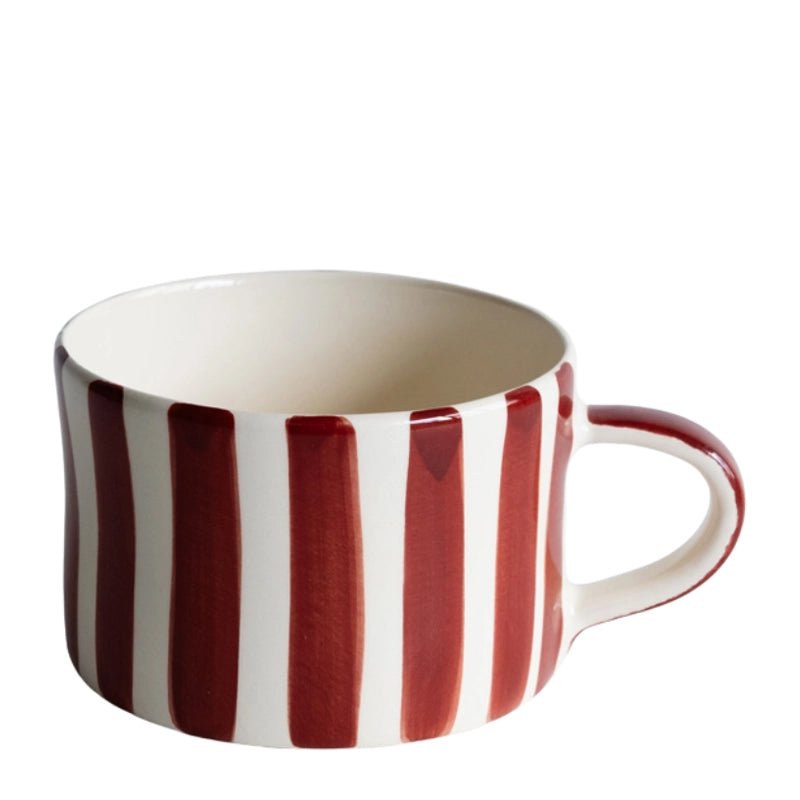 Handmade Ceramic Coffee Mug with Candy Stripes - 300ml