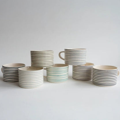 MUSANGO Handmade Ceramic Coffee Mug with Horizontal Stripes - 300ml in Kuwait - Waha Lifestyle