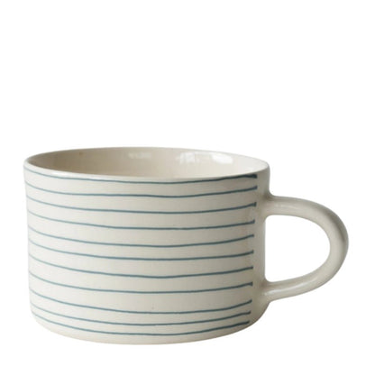 Handmade Ceramic Coffee Mug with Horizontal Stripes - 300ml