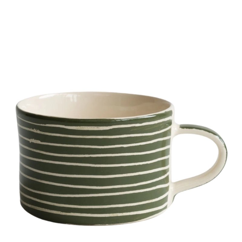 Handmade Ceramic Coffee Mug  with Sgraffito Stripe - 300ml