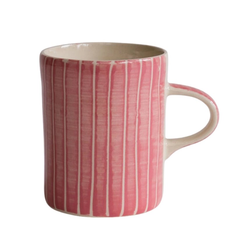 Handmade Ceramic Demi Mug with Sgraffito Stripe - 346ml
