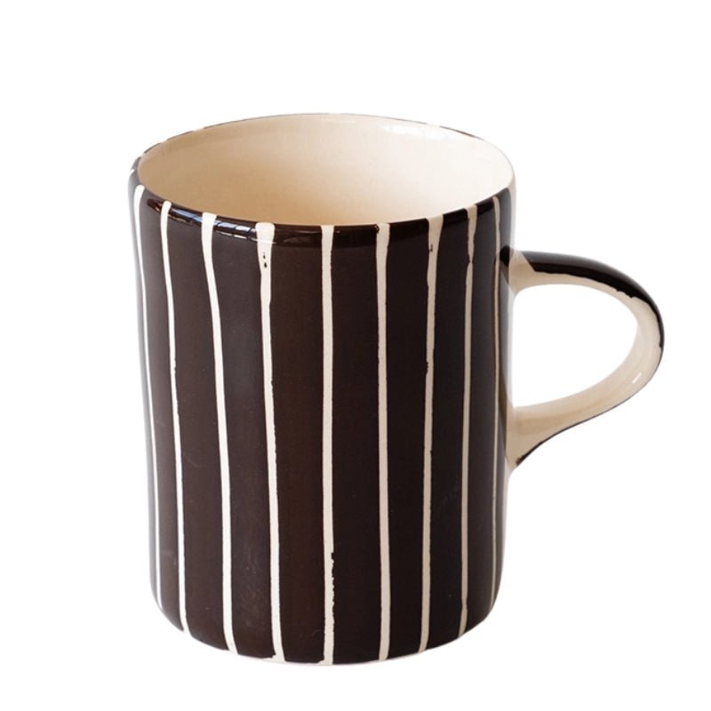 Handmade Ceramic Demi Mug with Sgraffito Stripe - 346ml