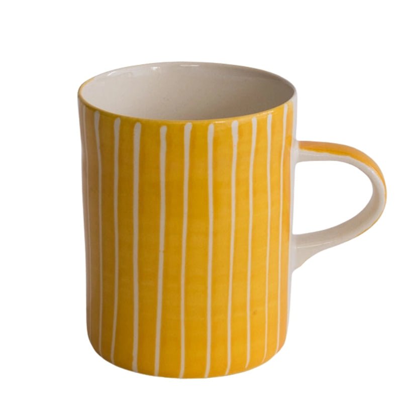 Handmade Ceramic Demi Mug with Sgraffito Stripe - 346ml