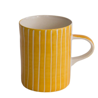 Handmade Ceramic Demi Mug with Sgraffito Stripe - 346ml