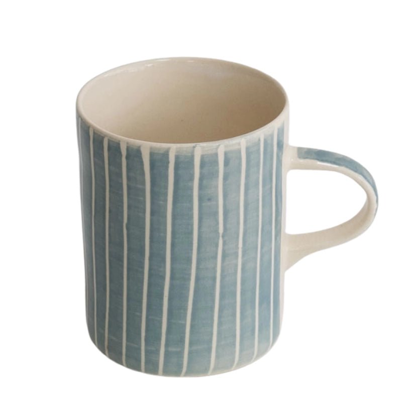 Handmade Ceramic Demi Mug with Sgraffito Stripe - 346ml