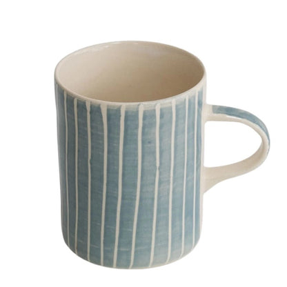 Handmade Ceramic Demi Mug with Sgraffito Stripe - 346ml