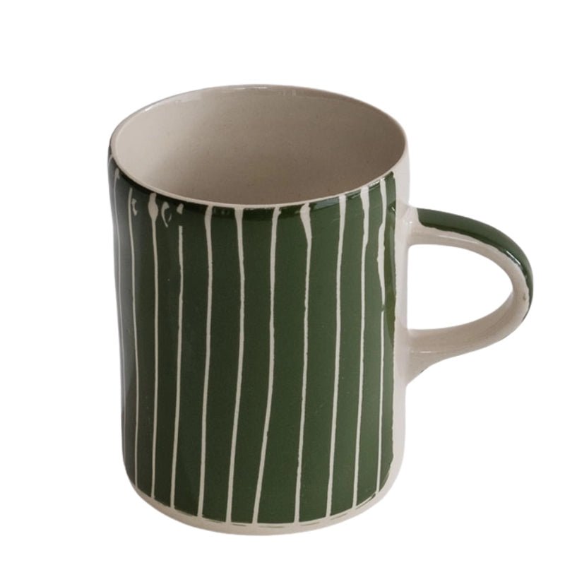Handmade Ceramic Demi Mug with Sgraffito Stripe - 346ml