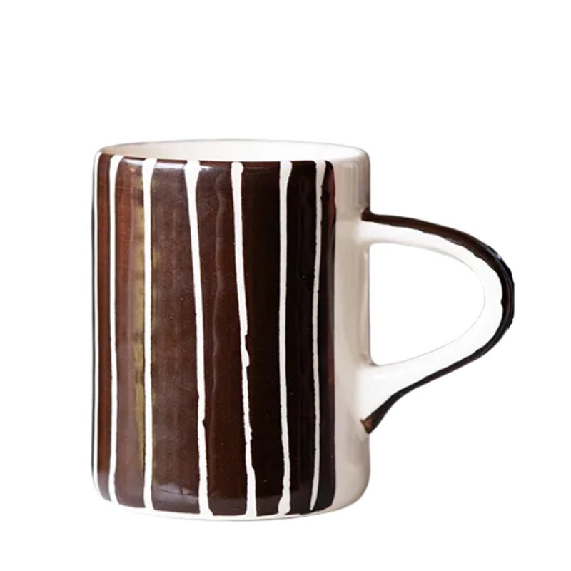Handmade Ceramic Espresso Mug with Sgraffito Stripe - 60ml
