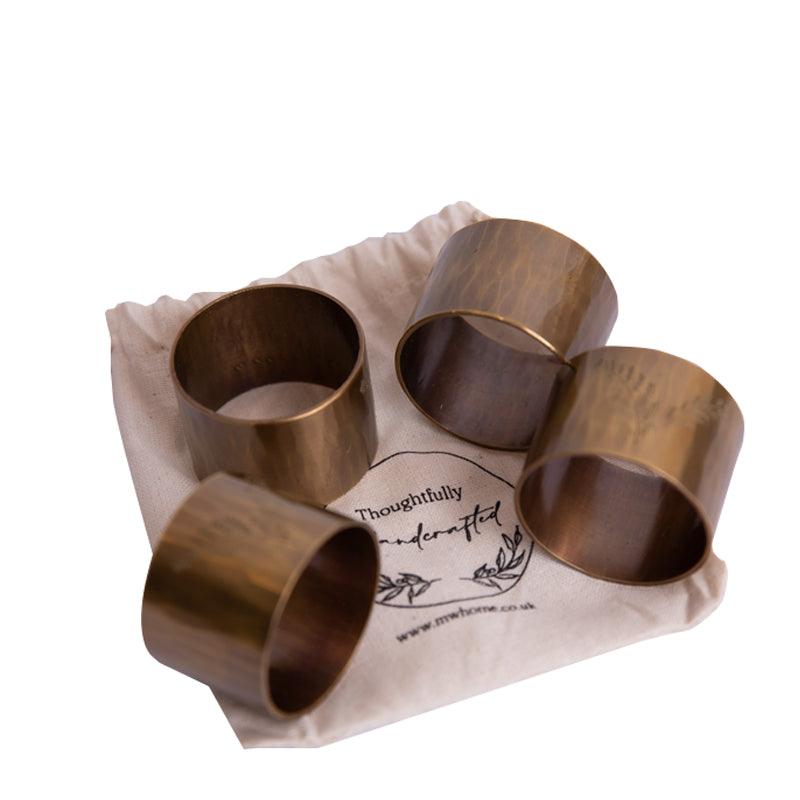 MW Home Brass Fern Napkin Ring Set - 4pcs - Waha Lifestyle