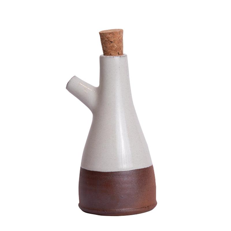 MW Home Ceramic Oil Bottle With A Cork Top - Milk White - Waha Lifestyle