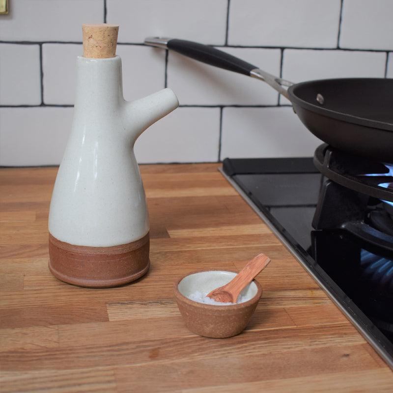 MW Home Ceramic Oil Bottle With A Cork Top - Milk White - Waha Lifestyle