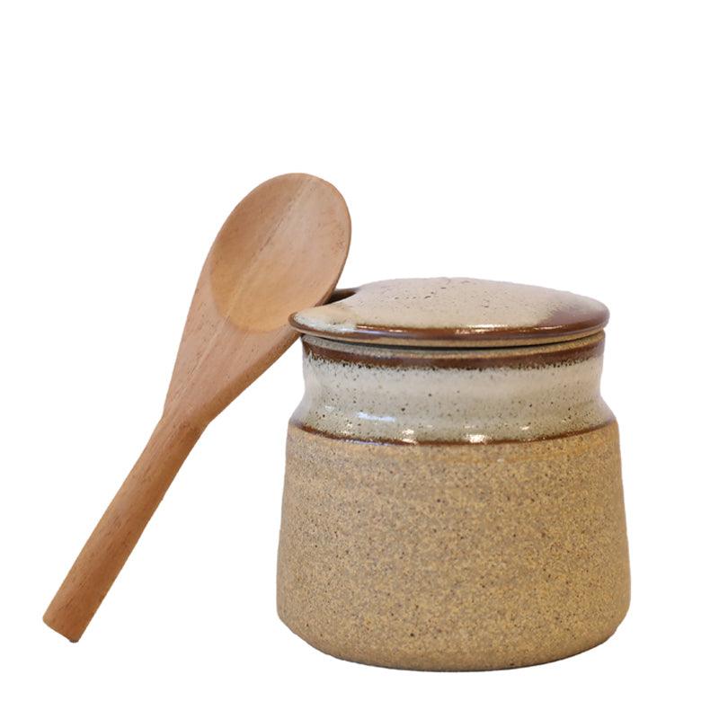 MW Home Ceramic Stoneware Sugar Pot With Spoon - Waha Lifestyle