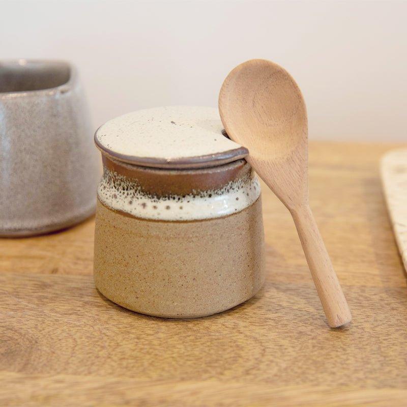 MW Home Ceramic Stoneware Sugar Pot With Spoon - Waha Lifestyle