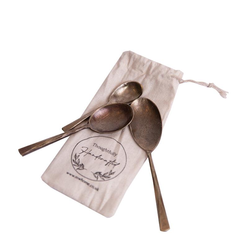 MW Home Hand - Crafted Brass Serving Spoon Set - 3pcs - Waha Lifestyle