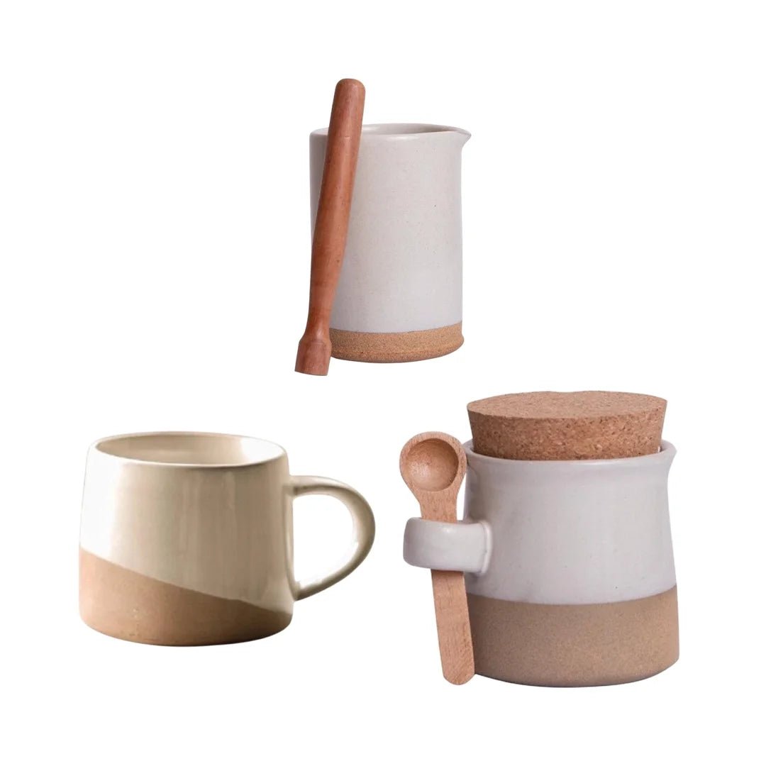 MW HOME Milk White Ceramic Kitchen Gift Set - 3Pcs in Kuwait - Waha Lifestyle