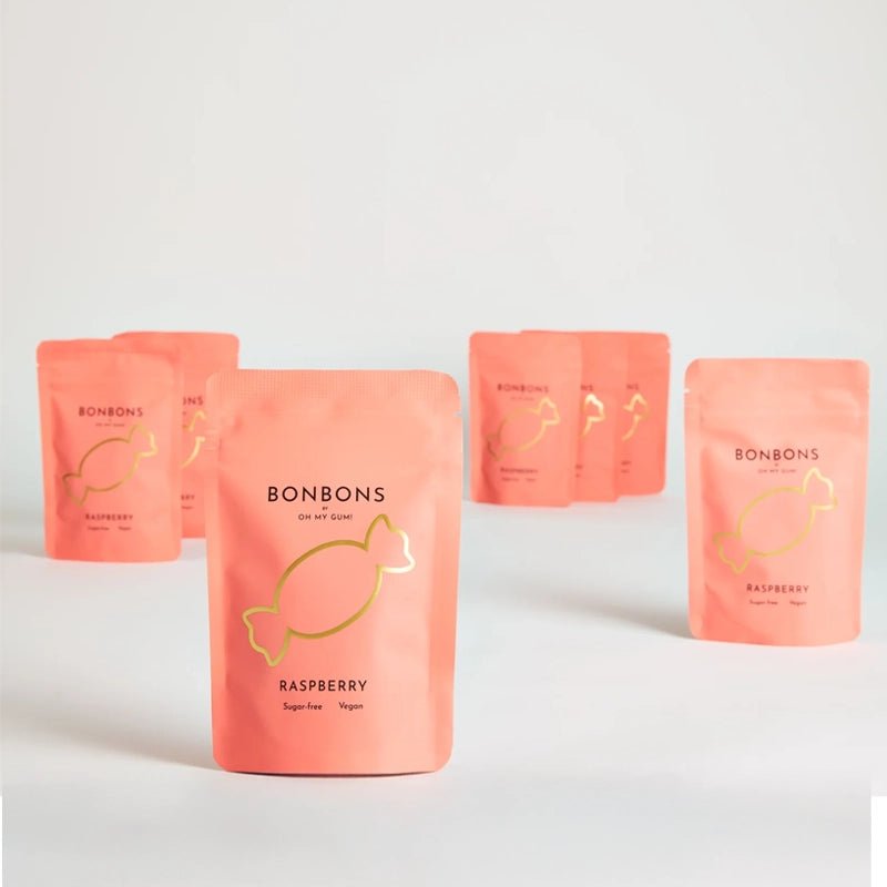 Vegan Raspberry-Flavored Sugar-Free Bonbon Candies - 10pcs