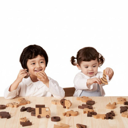OIOIOOI Alphabet Wooden Play Block Set - 60pcs in Kuwait - Waha Lifestyle