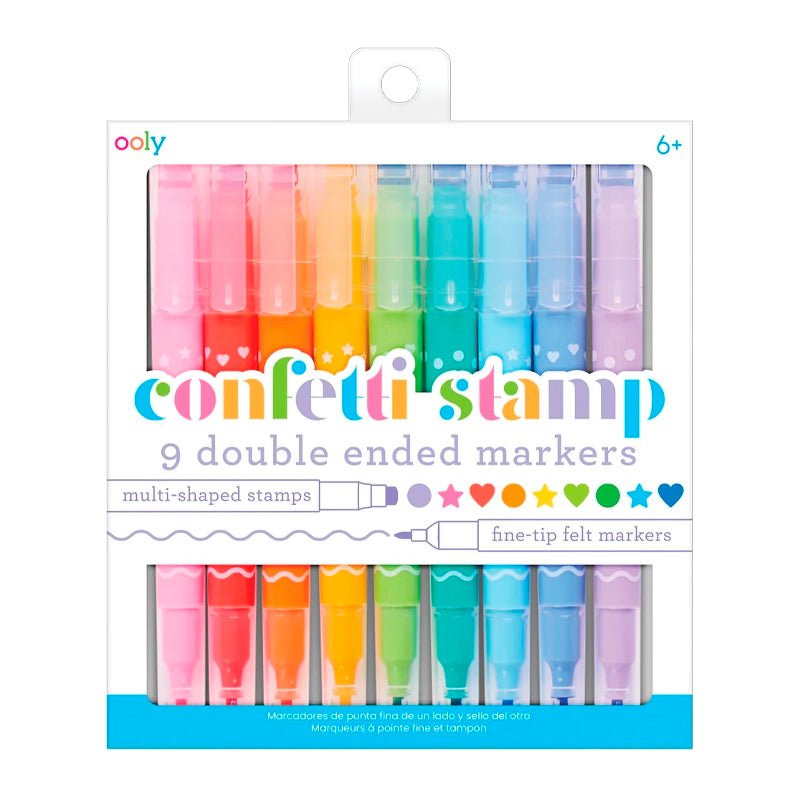 Confetti Stamp Double-Ended Markers For Kids - 9pcs