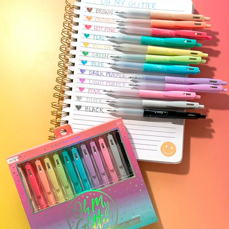 Oh My Glitter! Retractable Gel Pens For Kids - Set of 12