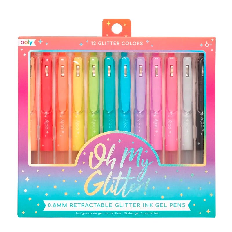 Oh My Glitter! Retractable Gel Pens For Kids - Set of 12