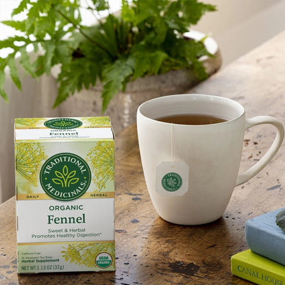 TRADITIONAL MEDICINALS Organic Fennel Tea for Digestive Health - 16 Bags - Waha Lifestyle