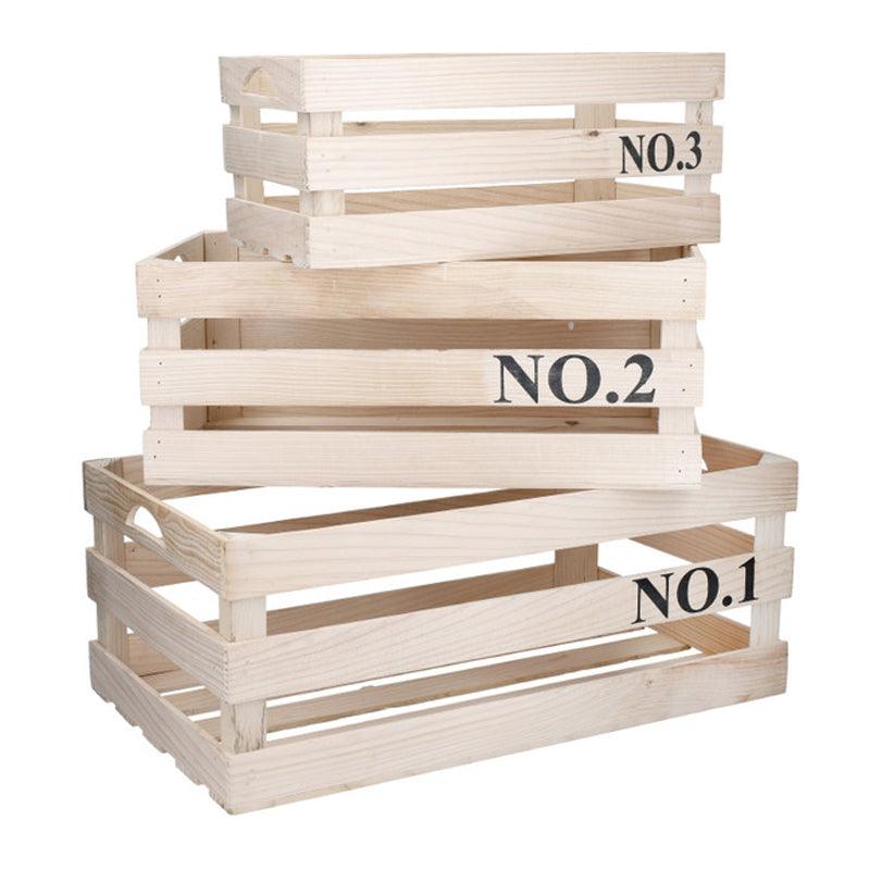 Paulownia Wood Food Storage Crates - 3pcs - Waha Lifestyle