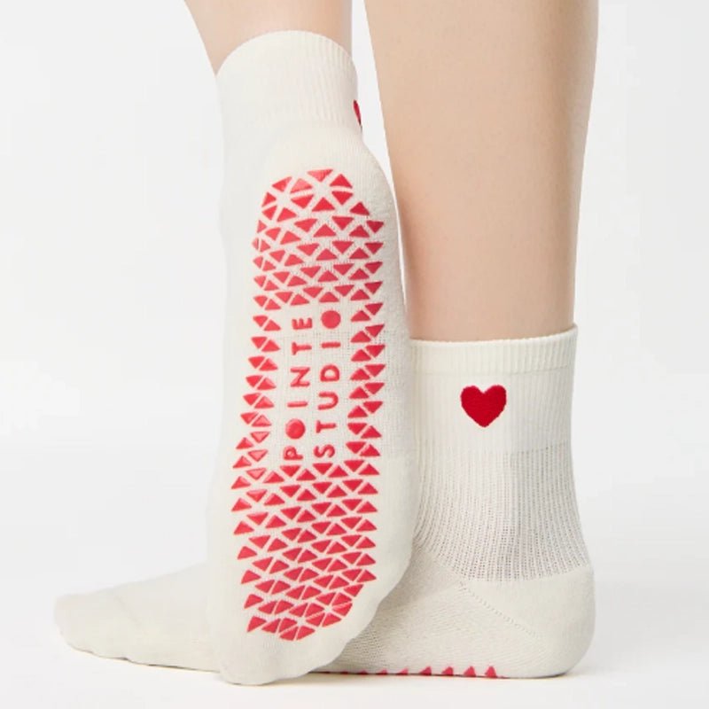Heart Ankle Grip Socks for Pilates &amp; Yoga - White