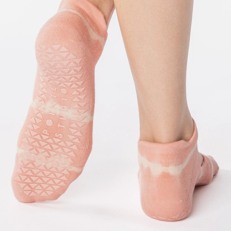 Shibori Strap Grip Socks for Pilates &amp; Yoga - Coral