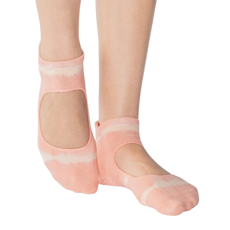 Shibori Strap Grip Socks for Pilates &amp; Yoga - Coral