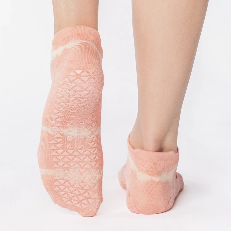 Shibori Strap Grip Socks for Pilates &amp; Yoga - Coral