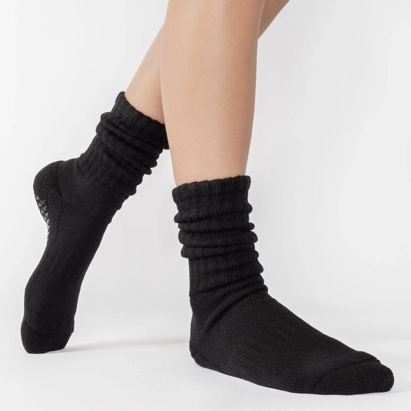 Slouch Crew Grip Socks for Pilates &amp; Yoga - Black