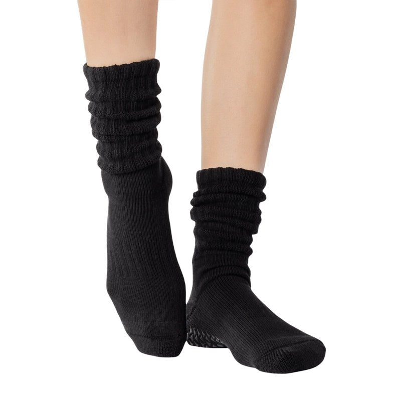 Slouch Crew Grip Socks for Pilates &amp; Yoga - Black