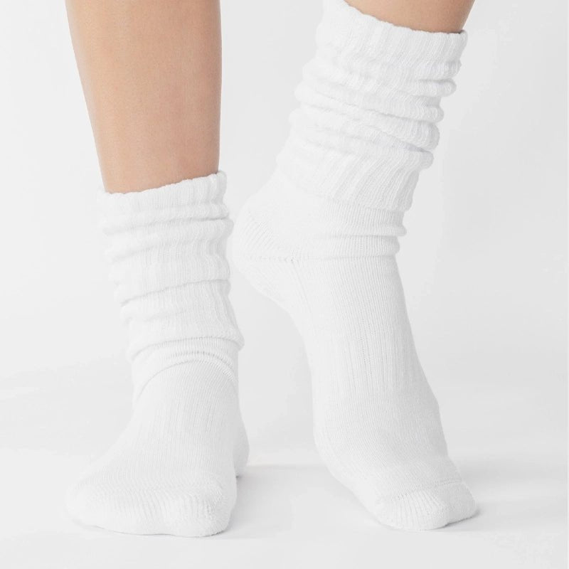 Slouch Crew Grip Socks for Pilates &amp; Yoga - White