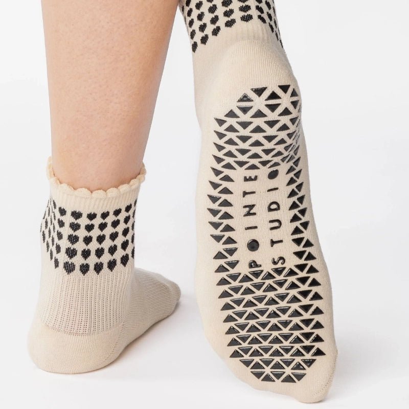 Sweetheart Ankle Grip Socks for Barre and Pilates - Ivory